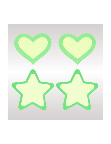 PEEKABOO PASTIES GLOW IN THE DARK HEARTS AND STARS GRN