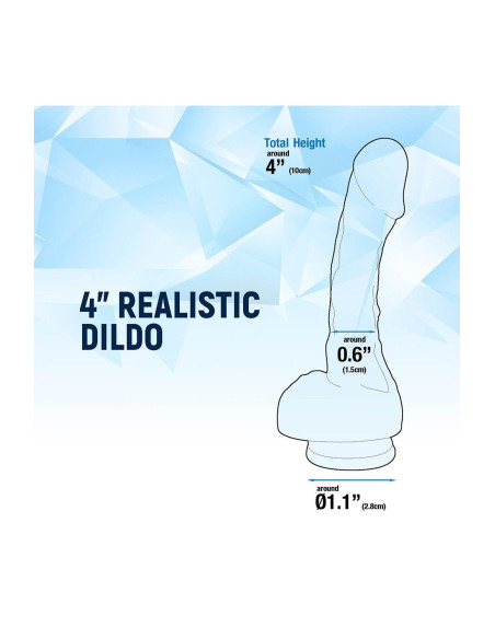 NMC 4 INCH REALISTIC MINI  DILDO WITH SUCTION CUP CLEAR