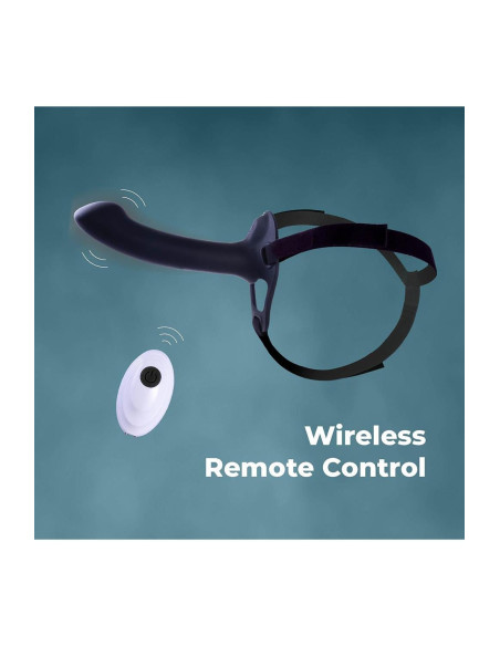 NMC 9.5 INCH RECHARGEABLE SILICONE VIBRATION HOLLOW STRAP ON WITH BALL RING BLACK