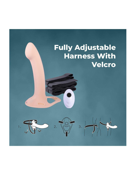 NMC 9.5 INCH RECHARGEABLE SILICONE VIBRATION HOLLOW STRAP ON WITH BALL RING FLESH