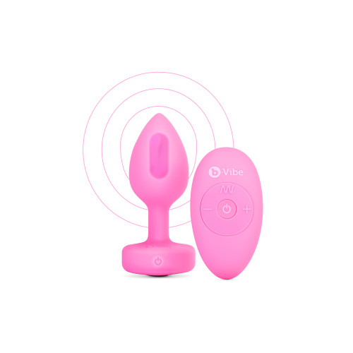 VIBRATING HEART SHAPE JEWEL PLUG SM PINK