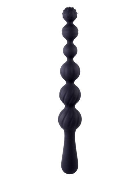 NMC 9 INCH RIBBED SILICONE ANAL BALL BEADS BLACK