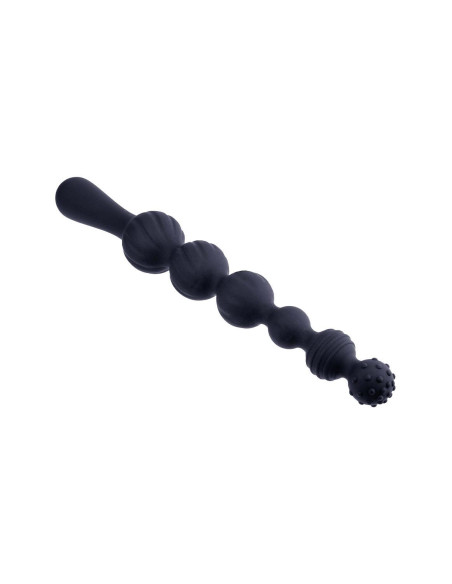 NMC 9 INCH RIBBED SILICONE ANAL BALL BEADS BLACK