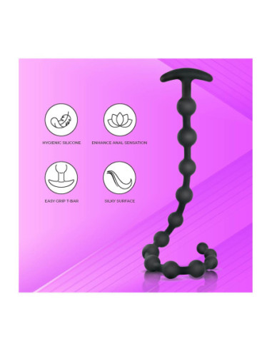 NMC 19 INCH RIBBED SILICONE ANAL BEADS BLACK