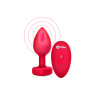 VIBRATING HEART SHAPE JEWEL PLUG ML RED