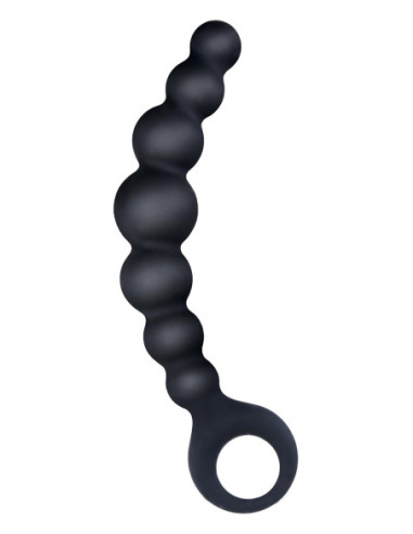 NMC 7 INCH RIBBED SILICONE ANAL BEADS BLACK
