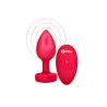 VIBRATING HEART SHAPE JEWEL PLUG ML RED