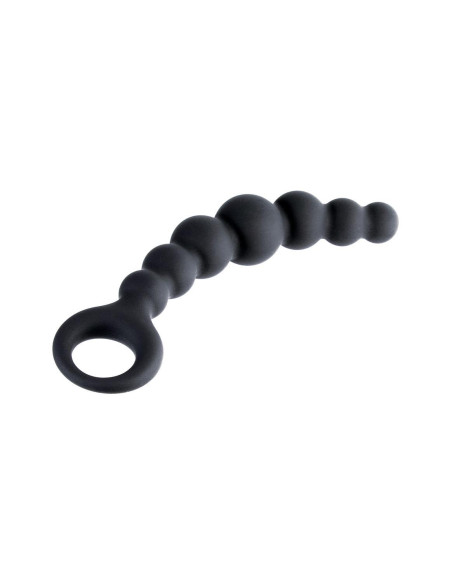 NMC 7 INCH RIBBED SILICONE ANAL BEADS BLACK