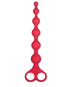 NMC 8 INCH RIBBED SILICONE ANAL BEADS RED