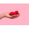VIBRATING HEART SHAPE JEWEL PLUG ML RED