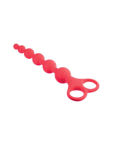 NMC 8 INCH RIBBED SILICONE ANAL BEADS RED