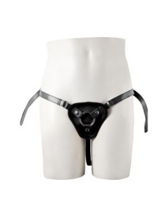 STRAPON BLACK PU HARNESS WITH TWO RINGS 2