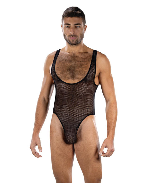 ENVY FIERCE DEEP V MESH BODYSUIT BLACK, OS