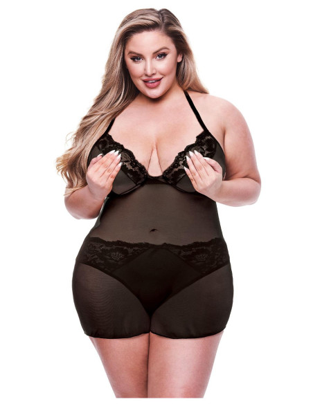 BACI 2 PCS. ECO CHEMISE AND PANTY SET BLACK, QS