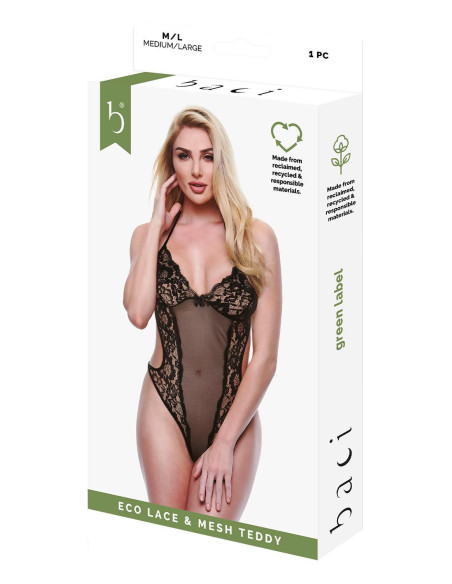 BACI ECO LACE AND MESH TEDDY BLACK, M/L