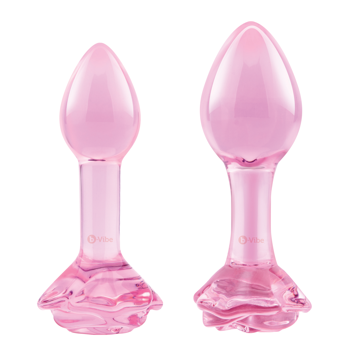 B-VIBE PINK ROSES GLASS BUTT PLUG TRAINING SET
