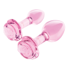B-VIBE PINK ROSES GLASS BUTT PLUG TRAINING SET