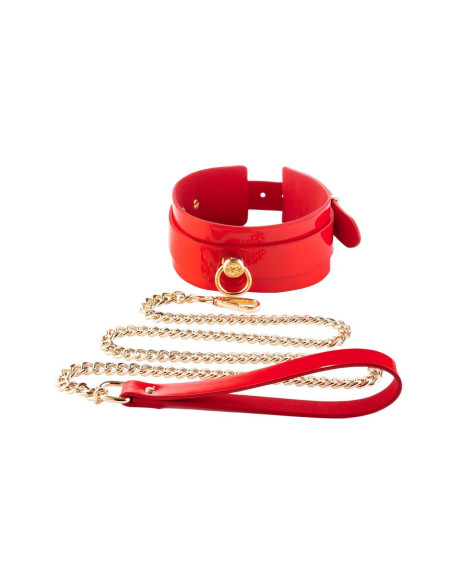 KINKY DIVA O-RING COLLAR + LEASH RED/GOLD