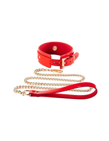 KINKY DIVA O-RING COLLAR + LEASH RED/GOLD