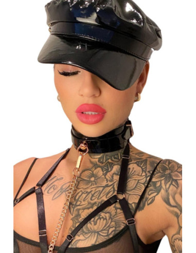 KINKY DIVA O-RING COLLAR + LEASH BLACK/GOLD