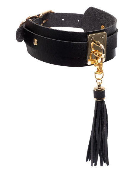 KINKY DIVA TEASING TASSEL COLLAR BLACK/GOLD