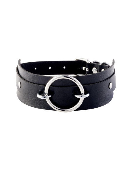 KINKY DIVA O-RING FRONT COLLAR BLACK/SILVER
