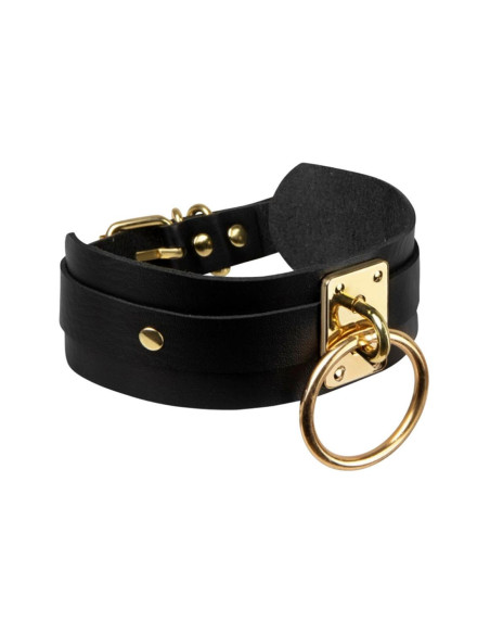 KINKY DIVA O-RING COLLAR BLACK/GOLD