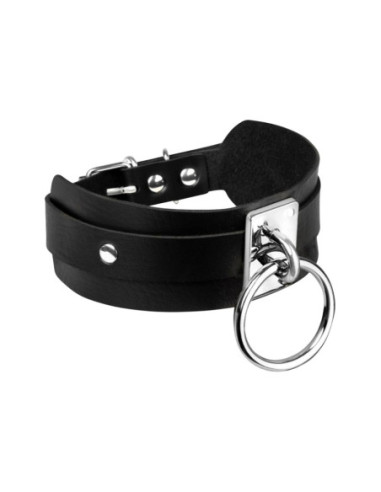 KINKY DIVA O-RING COLLAR BLACK/SILVER