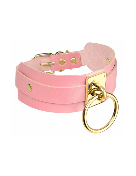 KINKY DIVA O-RING COLLAR PINK/GOLD
