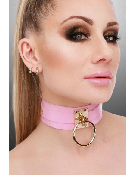 KINKY DIVA O-RING COLLAR PINK/GOLD