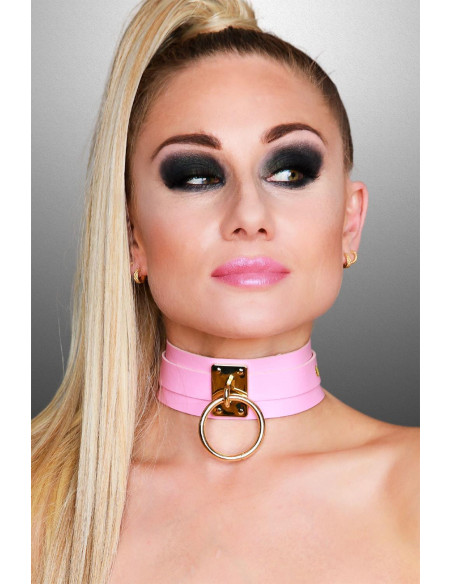 KINKY DIVA O-RING COLLAR PINK/GOLD