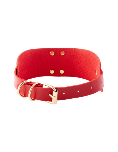 KINKY DIVA HEART LOCK & KEY COLLAR RED/GOLD