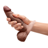 B-VIBE SLIPSKIN REALISTIC SILICONE DILDO 6 INCH GIRTHY BROWN