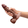 B-VIBE SLIPSKIN REALISTIC SILICONE DILDO 7 INCH GIRTHY BROWN