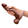 B-VIBE SLIPSKIN REALISTIC SILICONE DILDO 8 INCH GIRTHY BROWN