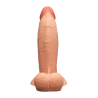 B-VIBE SLIPSKIN REALISTIC SILICONE DILDO 8 INCH GIRTHY MOCHA
