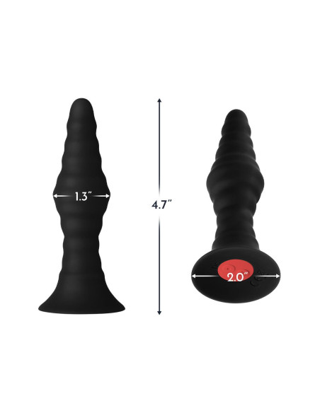 FORTO VIBRATING RIBBED PLUG WITH REMOTE CONTROL SMALL BLACK