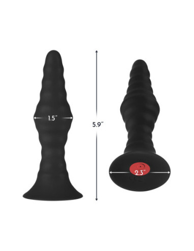 FORTO VIBRATING RIBBED PLUG WITH REMOTE CONTROL LARGE BLACK
