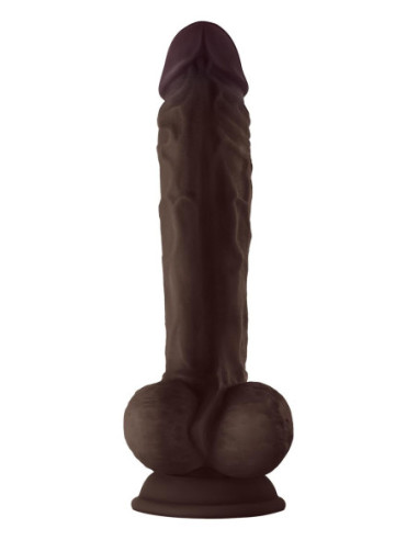 Realistyczne dildo z jądrami Shaft Model A 10.5 inch płynny silikon Mahogany