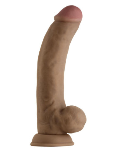 Realistyczne dildo z wibracjami i jądrami Shaft Model C 9.5 inch z płynnym silikonem Oak