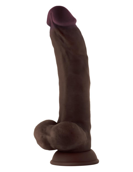 Realistyczne dildo z wibracjami i jądrami Shaft Model C 9.5 inch z płynnym silikonem Mahogany