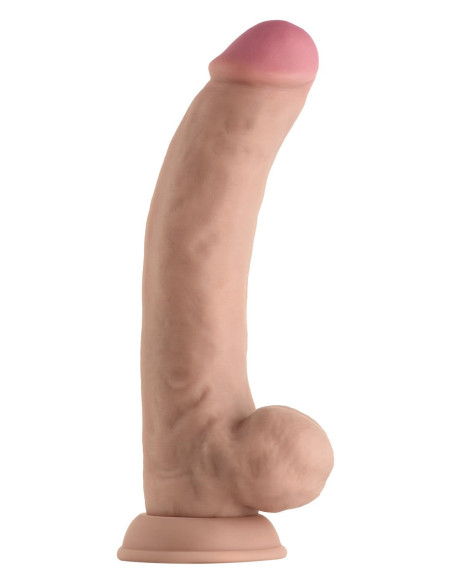 Realistyczne dildo z wibracjami i jądrami Shaft Model C 9.5 inch z płynnym silikonem Pine