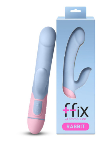 Jasno niebieski wielofunkcyjny wibrator Femmefunn Ffix Rabbit