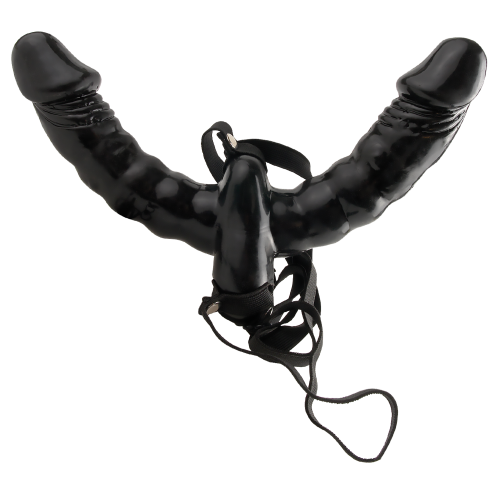 FETISH FANTASY SERIES VIBRATING DOUBLE DELIGHT STRAP-ON BLACK