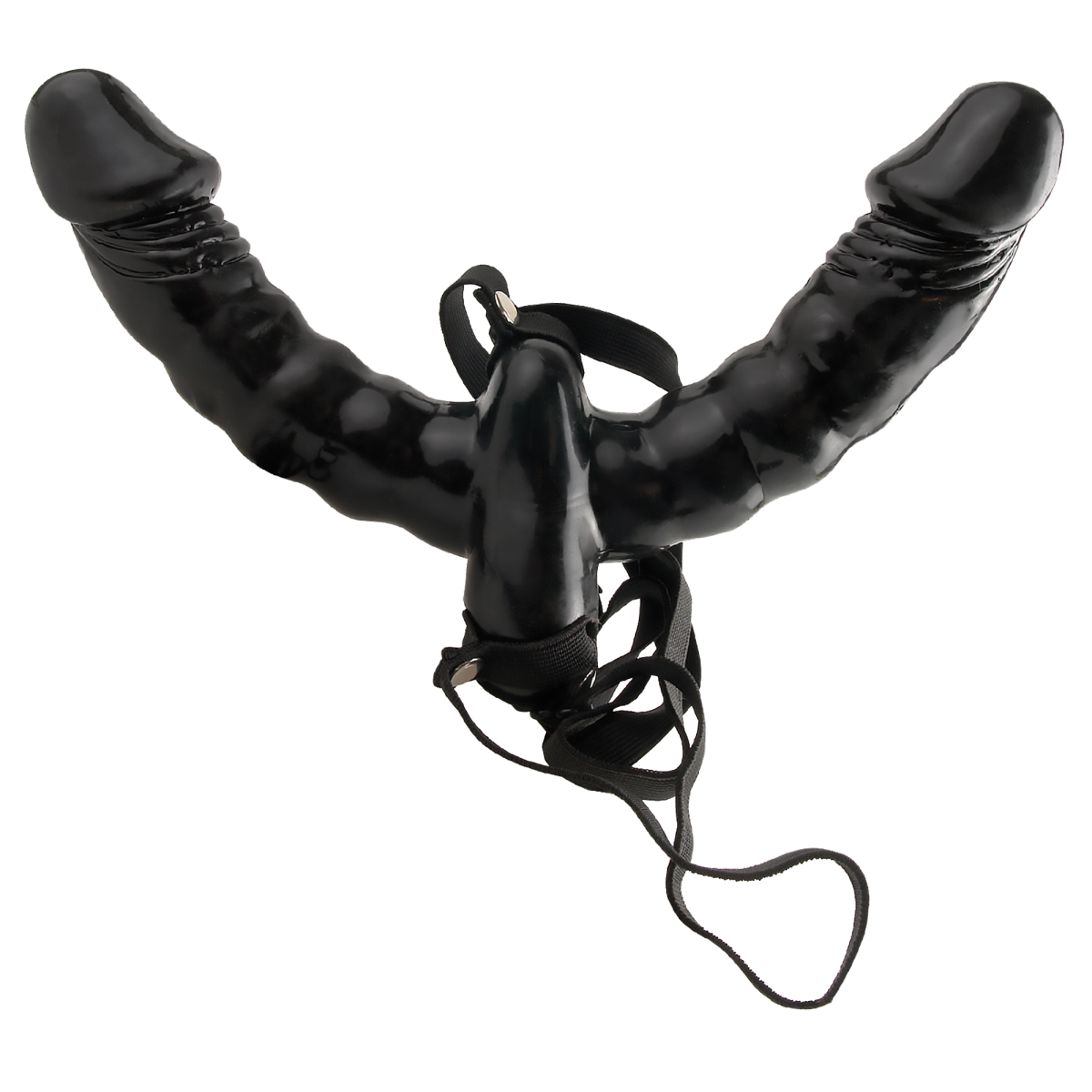 FETISH FANTASY SERIES VIBRATING DOUBLE DELIGHT STRAP-ON BLACK
