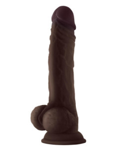 Realistyczne dildo z jądrami Shaft Model A 10.5 inch płynny silikon Mahogany