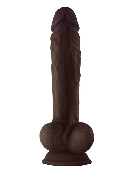 Realistyczne dildo z jądrami Shaft Model A 10.5 inch płynny silikon Mahogany