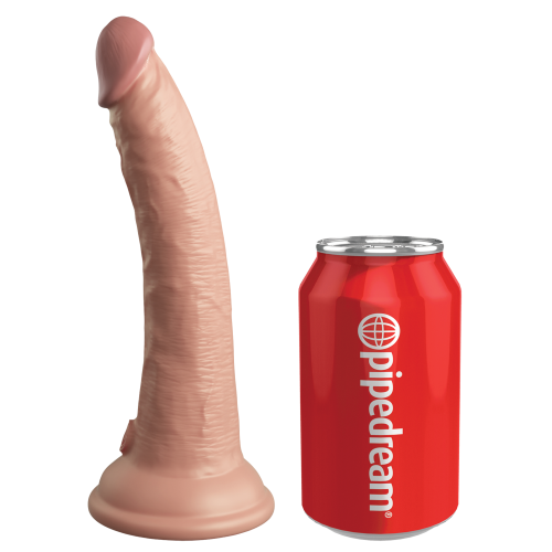 KING COCK ELITE 7 INCH DUAL DENSITY VIBRATING SILICONE COCK WITH REMOTE LIGHT