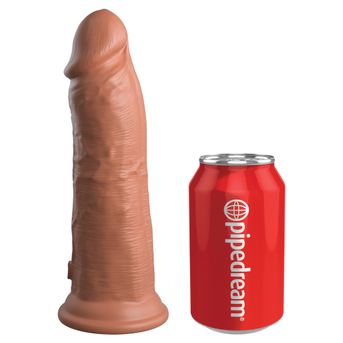 KING COCK ELITE 8 INCH DUAL DENSITY VIBRATING SILICONE COCK TAN