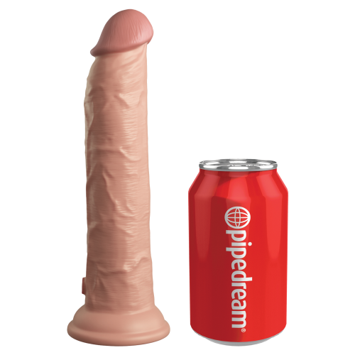 KING COCK ELITE 9 INCH DUAL DENSITY VIBRATING SILICONE COCK WITH REMOTE LIGHT